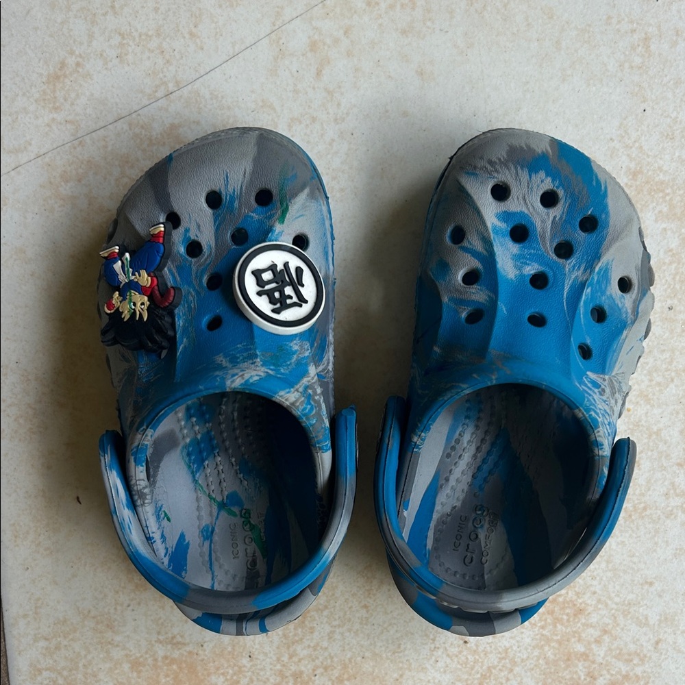 CROCS Kids Blue and Gray Sandals